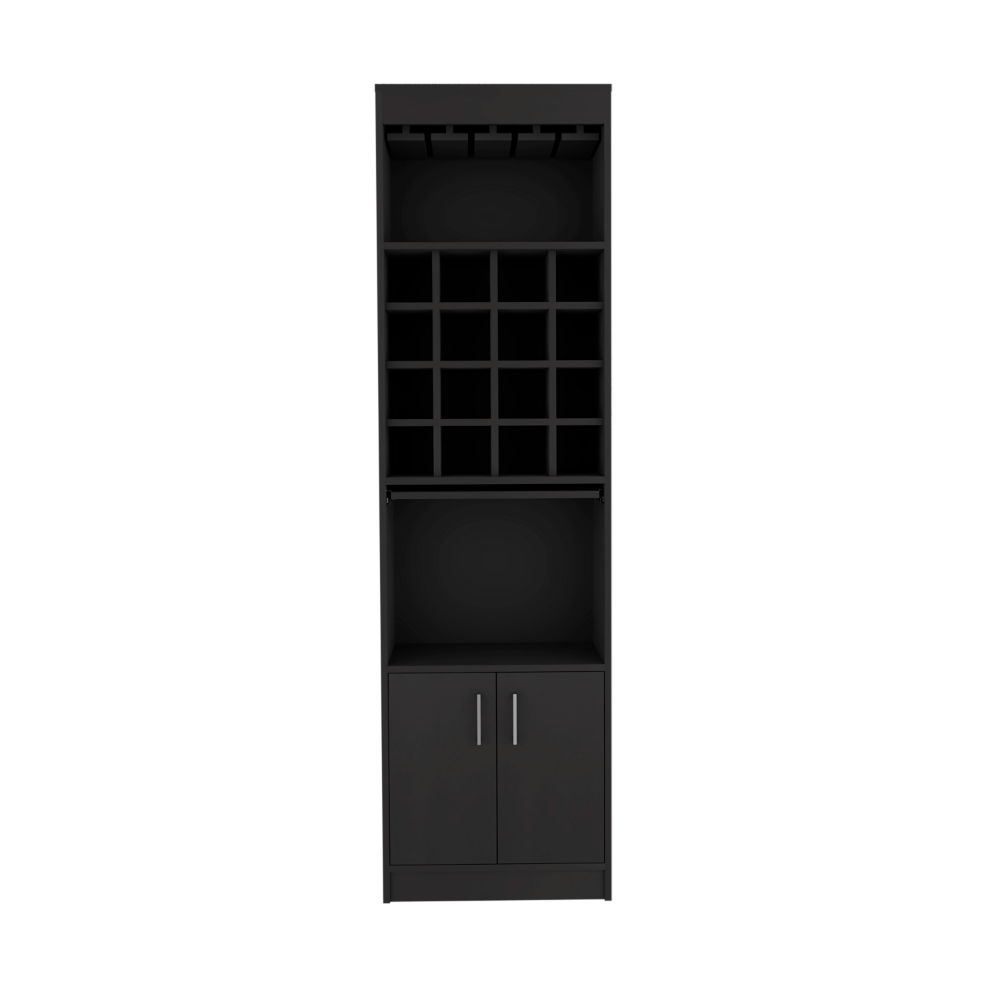 Bar Cabinet Atanasio, Rack, 16 Wine Cubbies, Black Wengue Finish-7