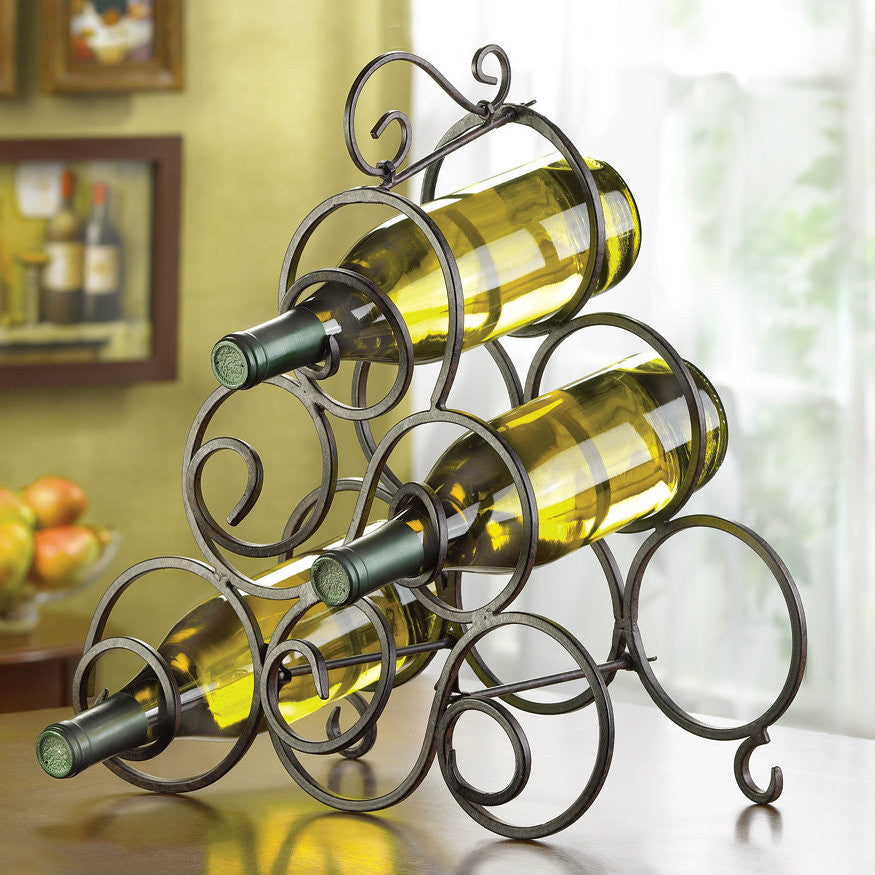 Wrought Iron Scroll Wine Rack-1