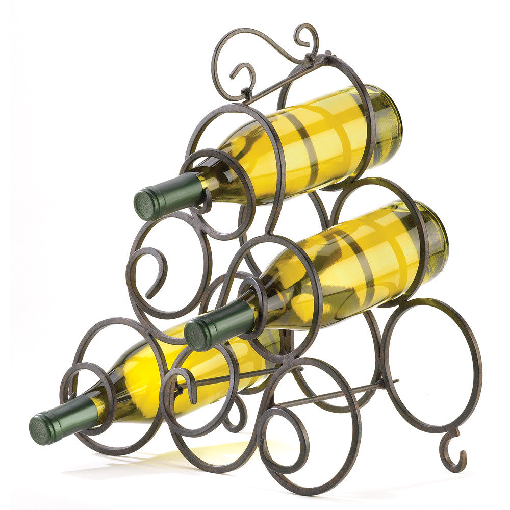 Wrought Iron Scroll Wine Rack-0