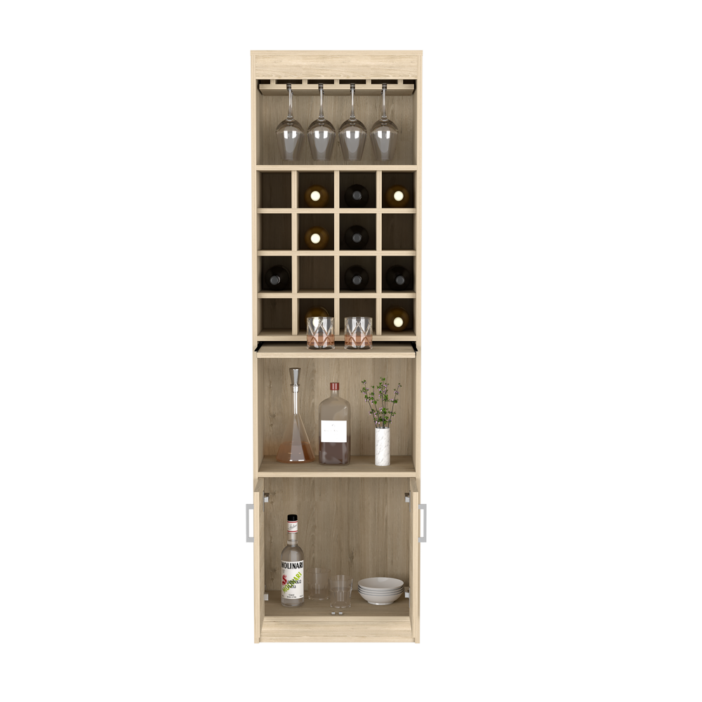 Bar Cabinet Atanasio, Rack, 16 Wine Cubbies, Light Pine Finish-6