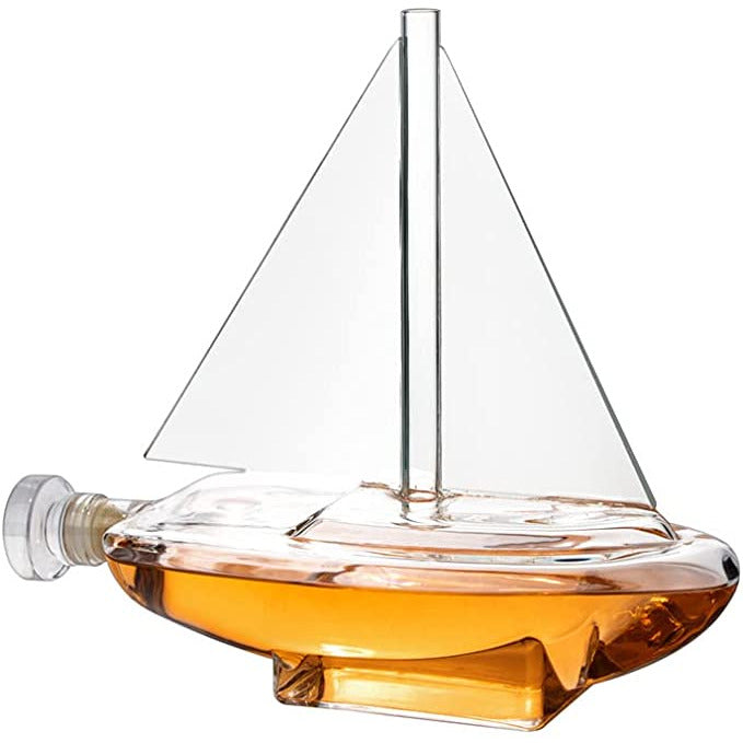 Sailboat Whiskey & Wine Decanter Ship - The Wine Savant Ship Decanter Set 750ml - Drink Dispenser for Wine, Whiskey, Ship In A Bottle Decanters Bar Set, Liquor Scotch Bourbon, Boating Mariner Gifts-0