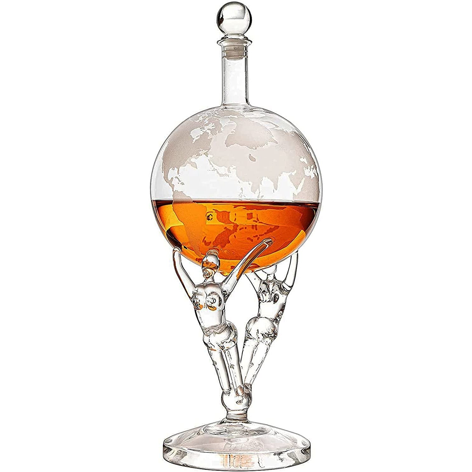 Lovers Crystal Decanter, For Wine & Whiskey by The Wine Savant - 12" Tall - For Spirits, Whiskey, Scotch, Bourbon, Cognac and Brandy - 500mL - By The Wine Savant - Love Globe Whiskey Decanter-0