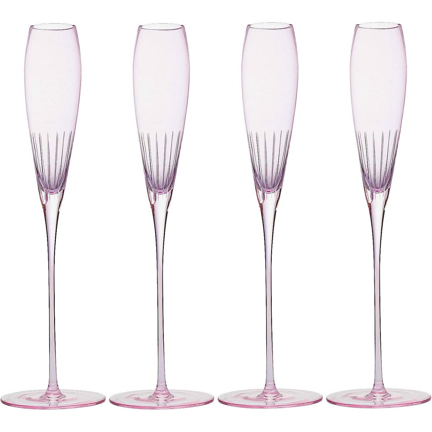 Paris Collection Crystal Pink Flutes Wine Glasses Champagne Prosecco Flute 8.5 oz Set of 4 - The Wine Savant - Extraordinary Parisian Glass For Wedding Beautiful Present Anniversary Birthday Gift-1