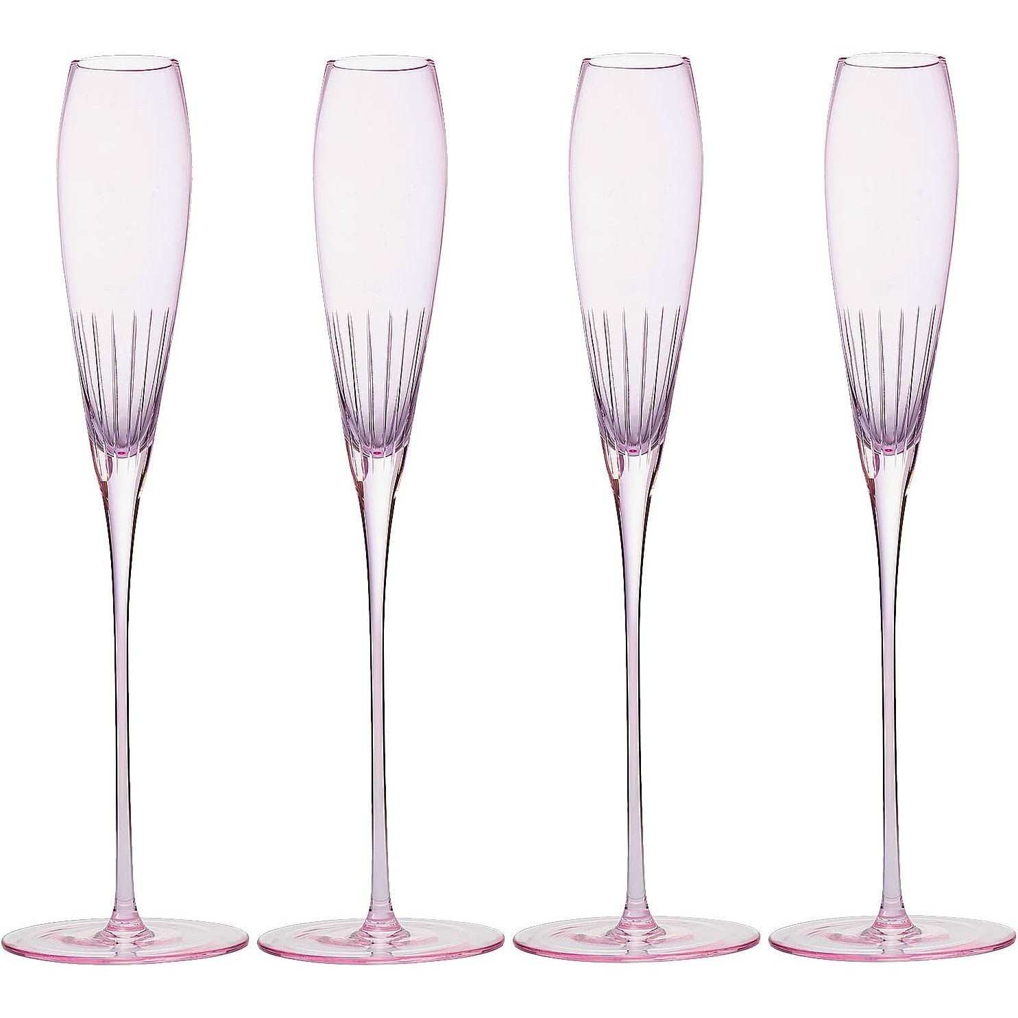 Paris Collection Crystal Pink Flutes Wine Glasses Champagne Prosecco Flute 8.5 oz Set of 4 - The Wine Savant - Extraordinary Parisian Glass For Wedding Beautiful Present Anniversary Birthday Gift-1