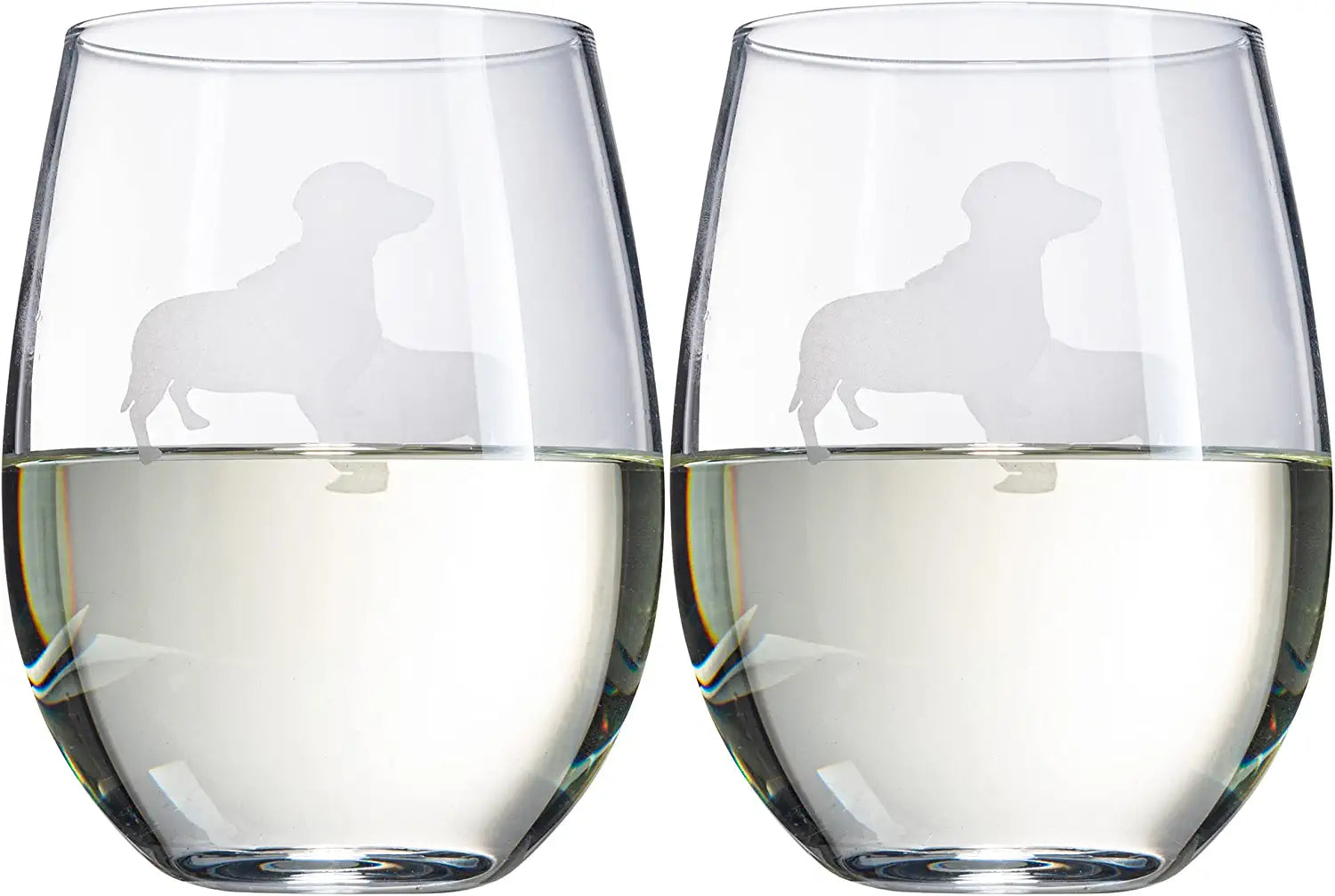 Daschund Stemless Wine Glasses Set of 2 by The Wine Savant - Dog Lover Glass Gifts for Mom, Dad, Sisters, Wife Etched Tumblers for Puppy Lovers, Owners Anniversary, Wedding, Housewarming Gifts-1