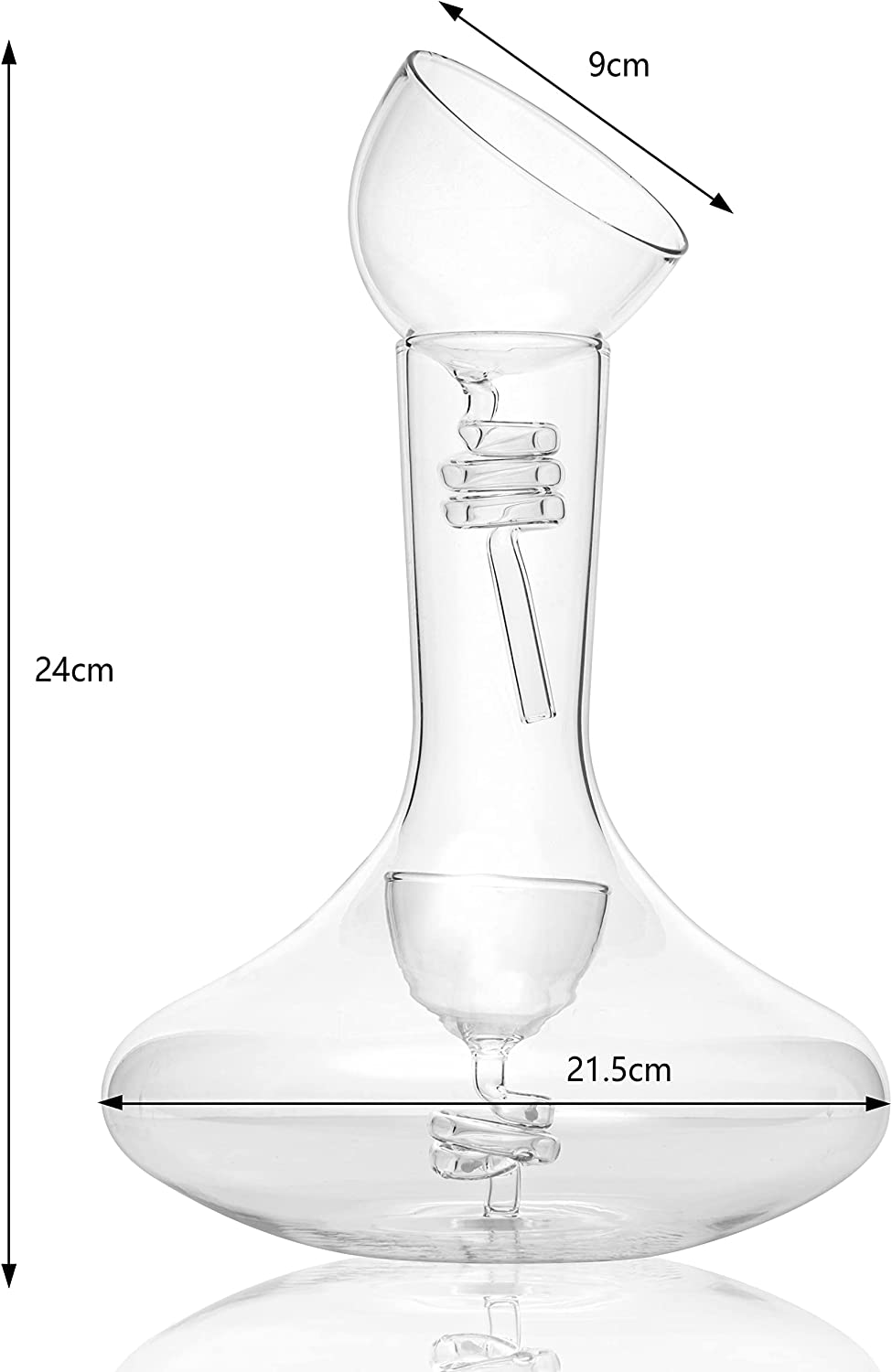 Wine Tower Decanting & Aerator Set by The Wine Savant - 2 Aerating Parts - Upper and Lower Aerators Piece 1500ml - Wine & Whiskey Decanter Set, Carafe, Proven to Enhance & Improves Flavor & Aromas-5