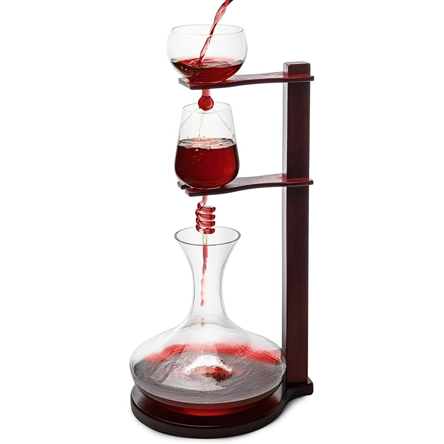 Wine Tower Decanting & Aerator Set by The Wine Savant - 22" H 2250ml - Wine & Whiskey Decanter Set, Carafe, Improves Flavor & Aroma Enhances Bouquet, Wine Gifts, Wine Aerator Pourer Set Wedding Gifts-2