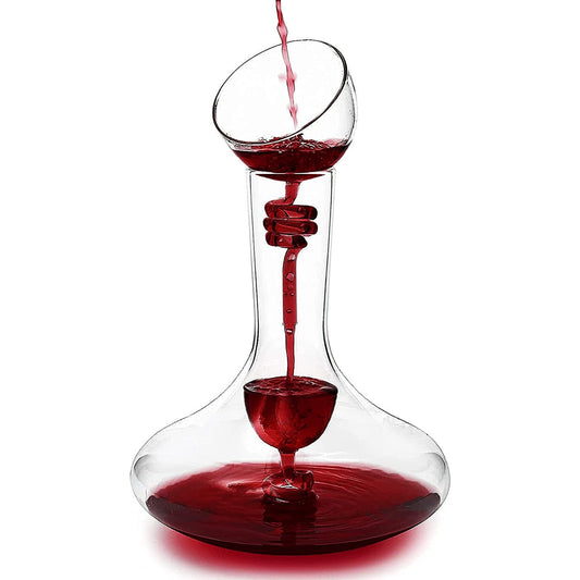 Wine Tower Decanting & Aerator Set by The Wine Savant - 2 Aerating Parts - Upper and Lower Aerators Piece 1500ml - Wine & Whiskey Decanter Set, Carafe, Proven to Enhance & Improves Flavor & Aromas-0