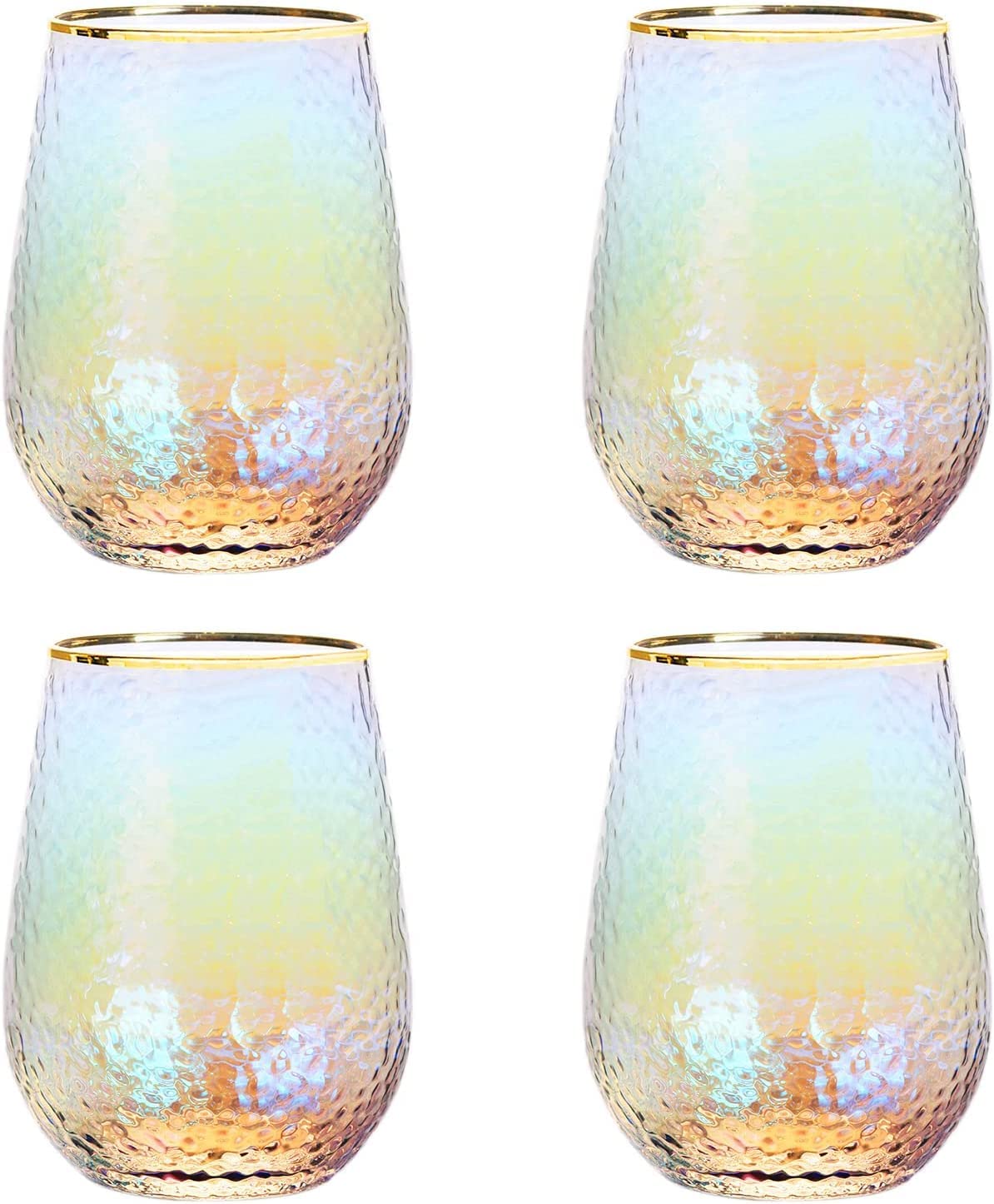 Set of 4 Lustered Iridescent Stemless Wine Glasses - 15oz-1