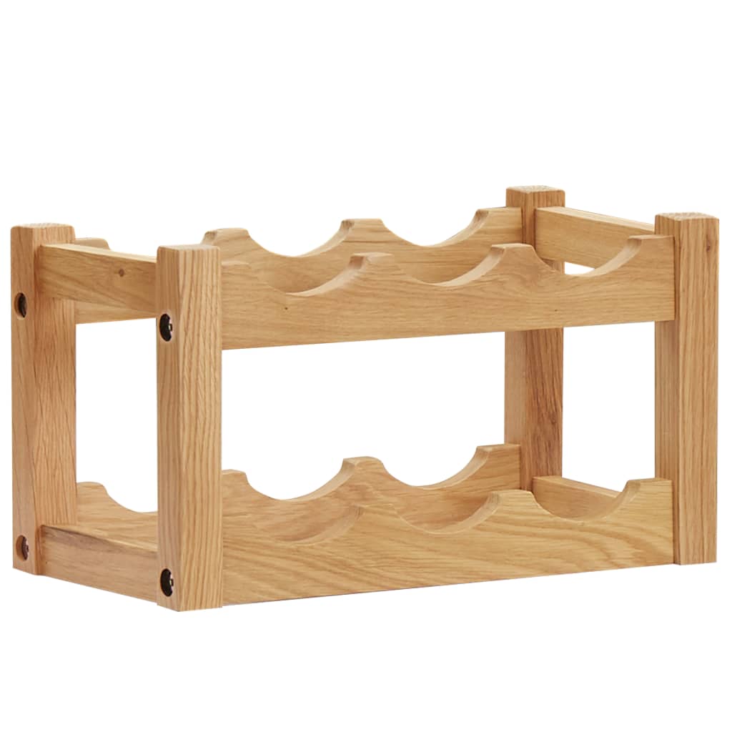 vidaXL Wine Rack for 6/12 Bottles Solid Oak Wood Holder Storage Freestanding-0