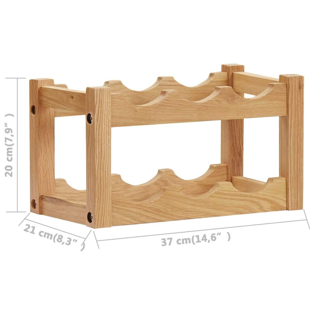 vidaXL Wine Rack for 6/12 Bottles Solid Oak Wood Holder Storage Freestanding-4