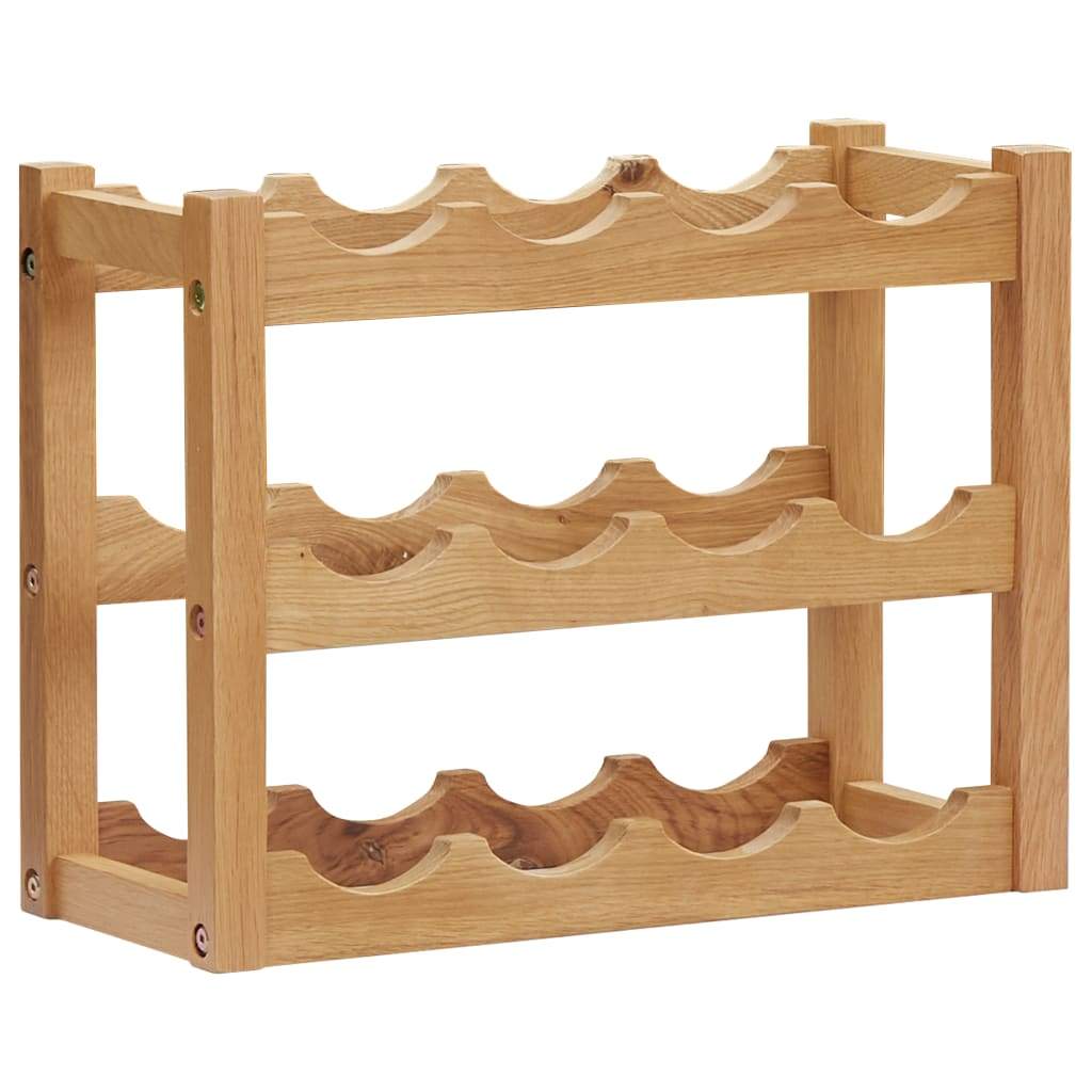 vidaXL Wine Rack for 6/12 Bottles Solid Oak Wood Holder Storage Freestanding-5