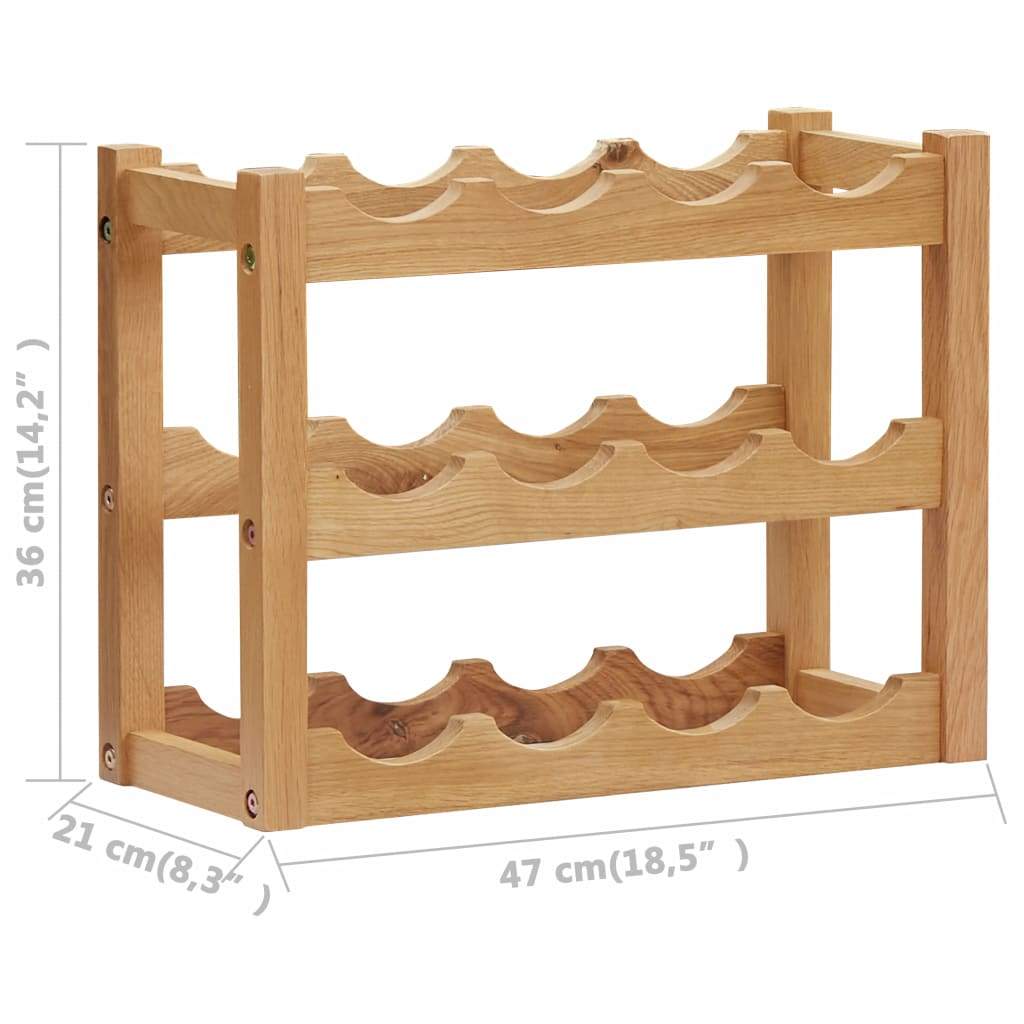 vidaXL Wine Rack for 6/12 Bottles Solid Oak Wood Holder Storage Freestanding-9