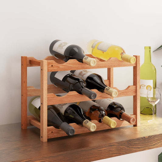 vidaXL Wine Rack for 12 Bottles Solid Wood Walnut-0