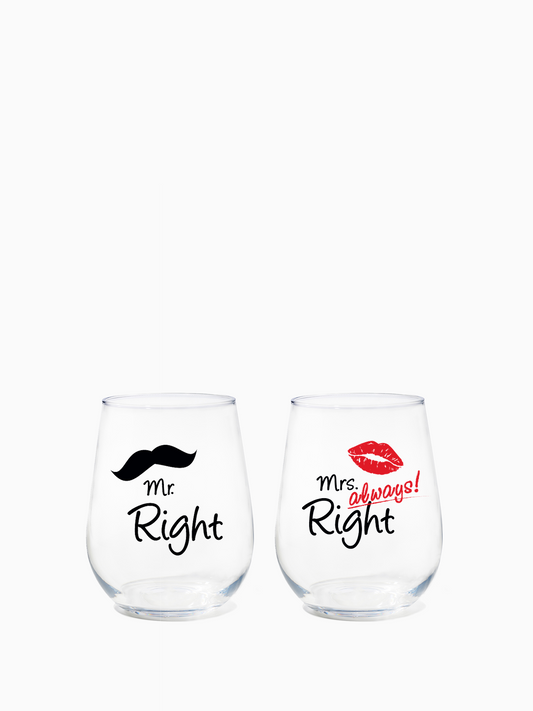 Mr. & Mrs. Right - RESERVE 16oz Stemless Wine Tritan™ Copolyester Glass-0