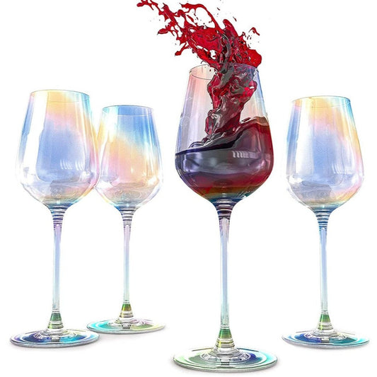 Iridescent Luster Large Radiance Wine Glasses - White Pearl Whimsy and Nostalgia Large Red Wine or White Wine Glass In An Elegant Gift Box-0