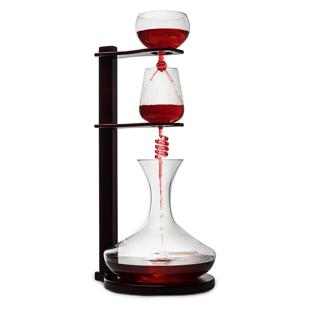 Wine Tower Decanting & Aerator Set by The Wine Savant - 22" H 2250ml - Wine & Whiskey Decanter Set, Carafe, Improves Flavor & Aroma Enhances Bouquet, Wine Gifts, Wine Aerator Pourer Set Wedding Gifts-0