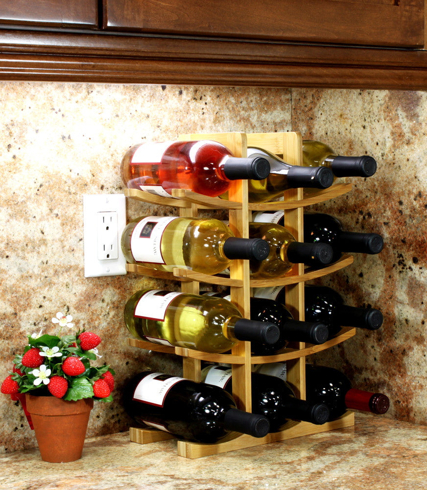 Oceanstar 12-Bottle Natural Bamboo Wine Rack WR1149-6