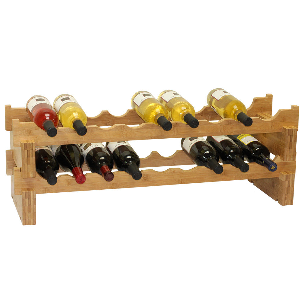 Oceanstar 18-Bottle Stackable Bamboo Wine Rack WR1361-6