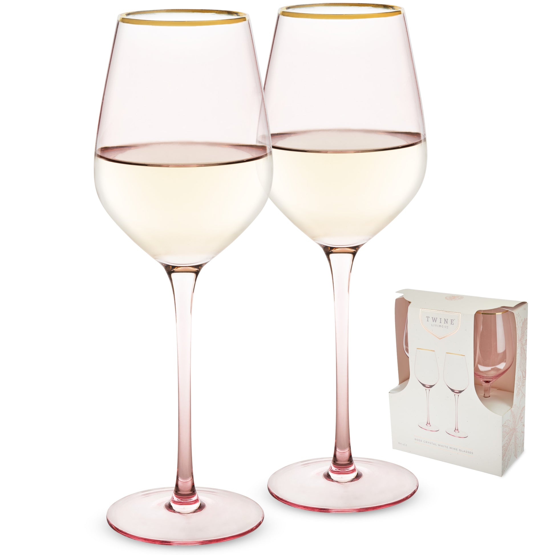 Rose Crystal White Wine Glass Set by Twine®-0