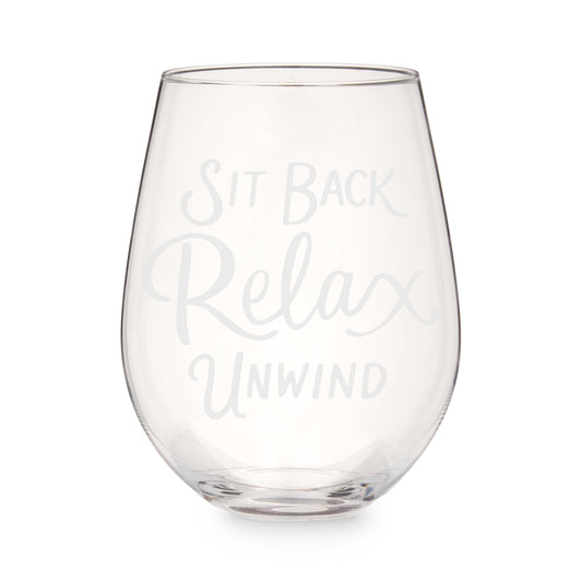 Sit Back and Relax Stemless Wine Glass by Twine®-0