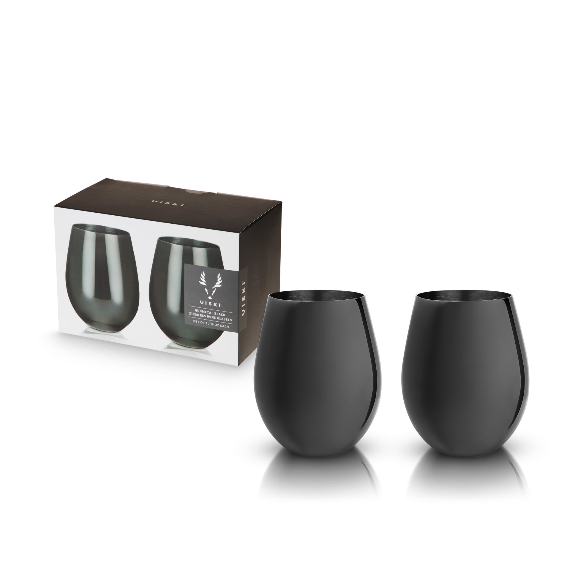 Gunmetal Stemless Wine Glasses by Viski®-0