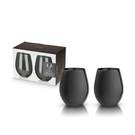 Gunmetal Stemless Wine Glasses by Viski®-0