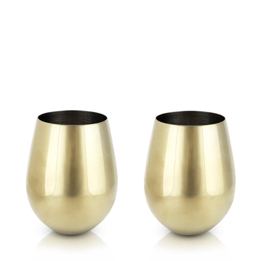 Gold Stemless Wine Glasses by Viski®-0