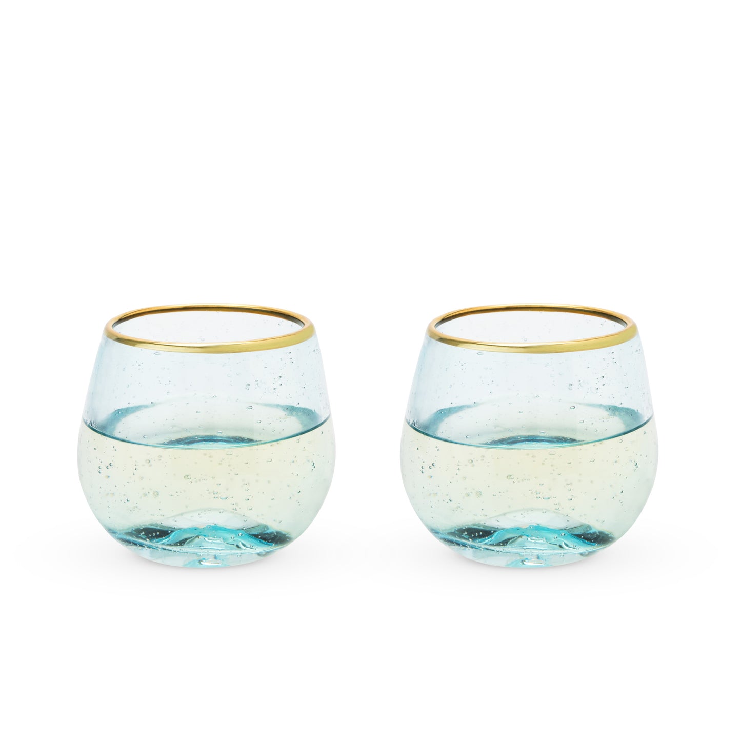 Aqua Bubble Stemless Wine Glass Set by Twine®-0