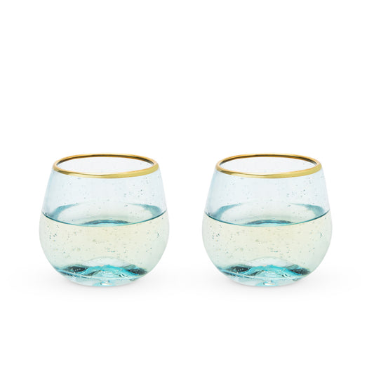 Aqua Bubble Stemless Wine Glass Set by Twine®-0