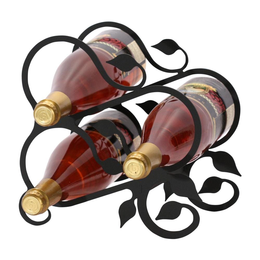 Wrought Iron leaf Wine Rack 3 bottle